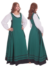 MISHA Cotton Forest Green - XV-XVI Century Inspired Medieval Viking Renaissance Sleeveless Over Dress
